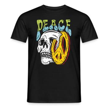 Peace Skull - Men's T-Shirt - black - Front - AI Model Male 178 light (178cm)