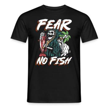 Keine Angst vor Fischen | Totenkopf- und Sensenmann-Angeln - Männer T-Shirt - Schwarz - Vorne - AI Model Male 178 light (178cm)