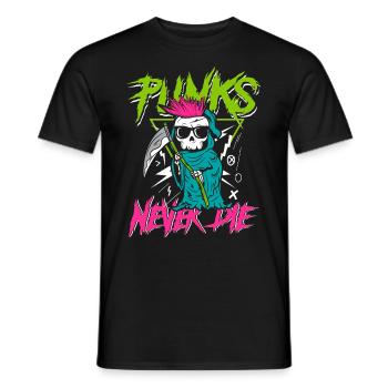 Punks sterben nie | Anti-Establishment-Schädel - Männer T-Shirt - Schwarz - Vorne - AI Model Male 178 light (178cm)