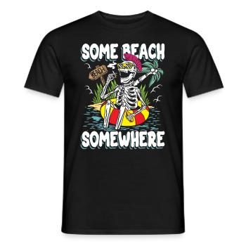 Irgendwo ein Strand | Sun & Chill Totenkopf - Männer T-Shirt - Schwarz - Vorne - AI Model Male 178 light (178cm)
