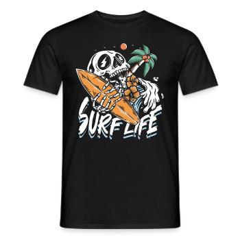 La vie de surf | Crâne de plage Sun & Chill - T-shirt homme - noir - Devant - AI Model Male 178 light (178cm)