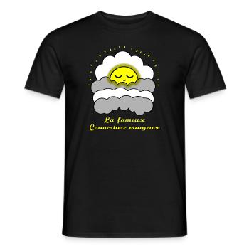 LA FAMEUSE COUVERTURE NUAGEUSE !(soleil, sommeil) - T-shirt homme - noir - Devant - AI Model Male 178 light (178cm)