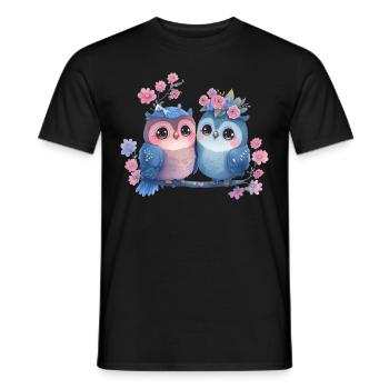 Eule Valentinstag Herz Liebe Geschenkidee - Männer T-Shirt - Schwarz - Vorne - AI Model Male 178 light (178cm)