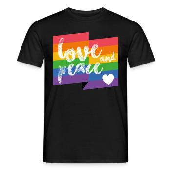 Amour et Paix - Mois de la Fierté - T-shirt homme - noir - Devant - AI Model Male 178 light (178cm)