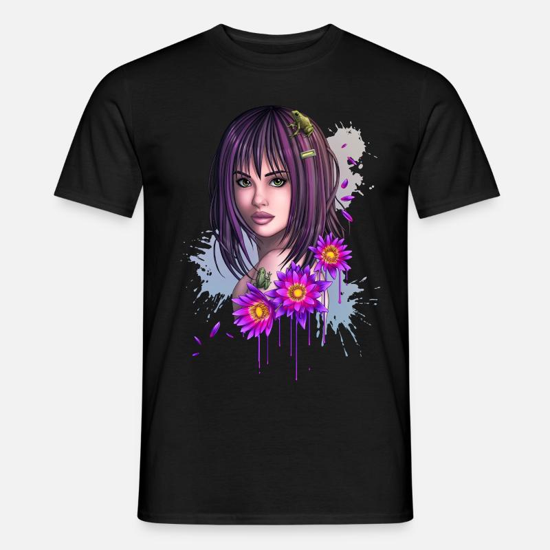 Frosch-Mädchen-Gesicht - Männer T-Shirt - Schwarz