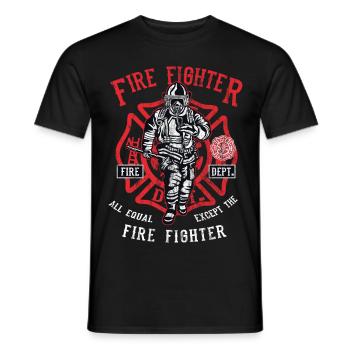 EXCEPT THE FIRE FIGHTER - Firefighter Shirt - Men's T-Shirt - black - Front - AI Model Male 178 light (178cm)