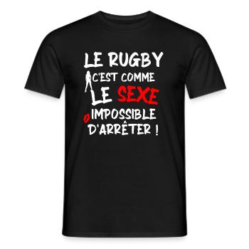 Le rugby c'est comme le sexe / Rugbyman - T-shirt homme - noir - Devant - AI Model Male 178 light (178cm)