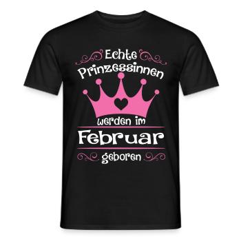 Février - anniversaire - princesse 2 - T-shirt homme - noir - Devant - AI Model Male 178 light (178cm)