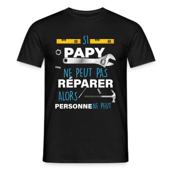 Papy bricoleur humour grand-père - T-shirt homme - noir - Devant - AI Model Male 178 light (178cm)