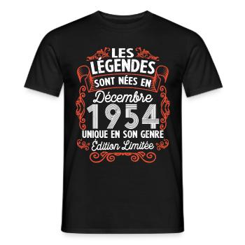 Vintage Flourish Cadeau Anniversaire Décembre 1954 - T-shirt homme - noir - Devant - AI Model Male 178 light (178cm)