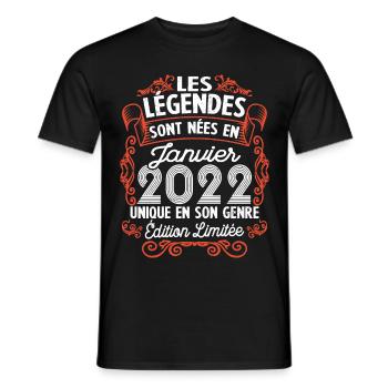 Vintage Flourish Cadeau Anniversaire Janvier 2022 - T-shirt homme - noir - Devant - AI Model Male 178 light (178cm)