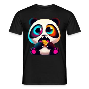Cute Panda eating Illustration - Men's T-Shirt - black - Front - AI Model Male 178 light (178cm)