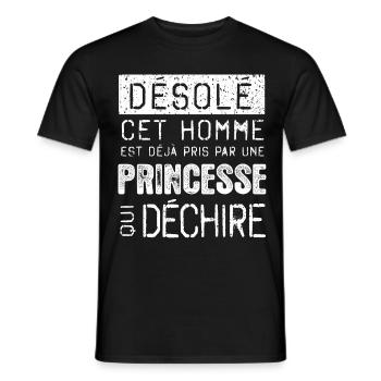 desole princesse - T-shirt homme - noir - Devant - AI Model Male 178 light (178cm)