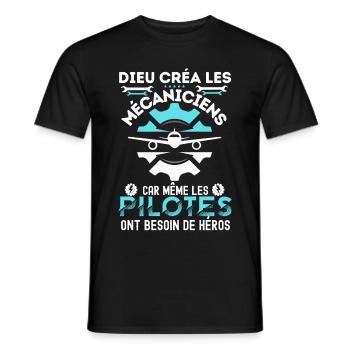 Humour mécanicien avion 2 - T-shirt homme - noir - Devant - AI Model Male 178 light (178cm)