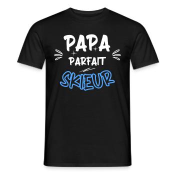 Papa parfait skieur / ski / cadeau / humour - T-shirt homme - noir - Devant - AI Model Male 178 light (178cm)