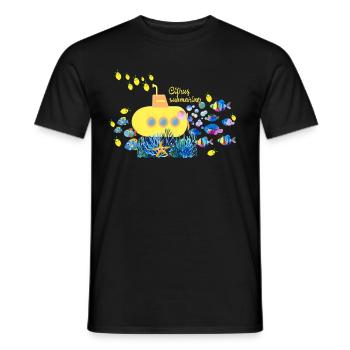 Subarine,Lemons, Fish, Corals,Fish, - Men's T-Shirt - black - Front - AI Model Male 178 light (178cm)