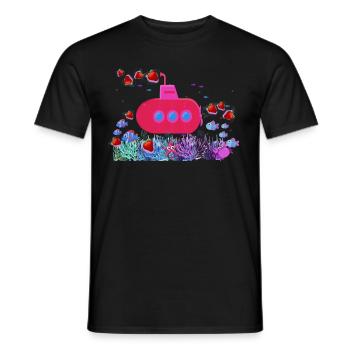 submarine,strawberries, fish, corals,sea - Men's T-Shirt - black - Front - AI Model Male 178 light (178cm)