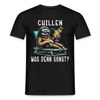 Chill mal dein Leben chillen Faultier Sloth Spruch - Männer T-Shirt - Schwarz - Vorne - AI Model Male 178 light (178cm)