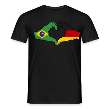 Brésil Allemagne Drapeau Main Coeur Forme - T-shirt homme - noir - Devant - AI Model Male 178 light (178cm)