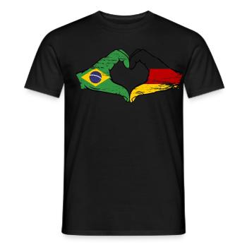 Brésil Allemagne Drapeau Main Forme Coeur Utilisé - T-shirt homme - noir - Devant - AI Model Male 178 light (178cm)