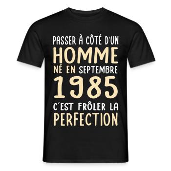 40th Birthday - Born in September 1985 - Men's T-Shirt - black - Front - AI Model Male 178 light (178cm)