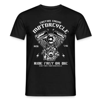 CUSTOM ENGINE - motorbike and biker shirt motif - Men's T-Shirt - black - Front - AI Model Male 178 light (178cm)