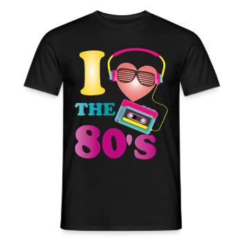 I love the 80's eighties - Männer T-Shirt - Schwarz - Vorne - AI Model Male 178 light (178cm)