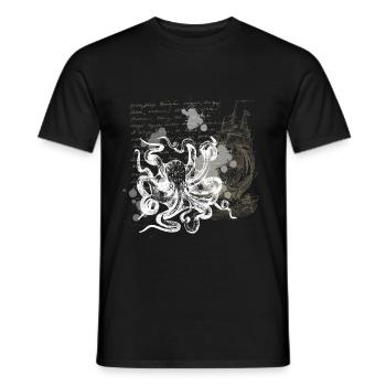 Pieuvre de conception nautique Vintage Steampunk - T-shirt homme - noir - Devant - AI Model Male 178 light (178cm)