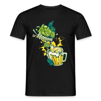 Hops Malt Craft bière Tasse alcool Hobby brasseur - T-shirt homme - noir - Devant - AI Model Male 178 light (178cm)