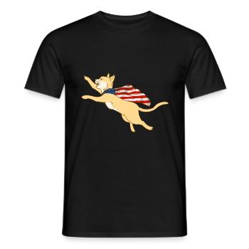 Volant chat animal miaou amérique usa - T-shirt homme - noir - Devant - AI Model Male 178 light (178cm)