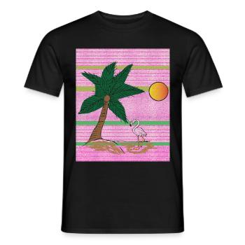 Island Flamingo - Men's T-Shirt - black - Front - AI Model Male 178 light (178cm)