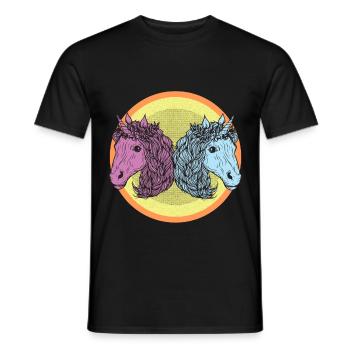 Rosa Blaues Einhorn - Männer T-Shirt - Schwarz - Vorne - AI Model Male 178 light (178cm)