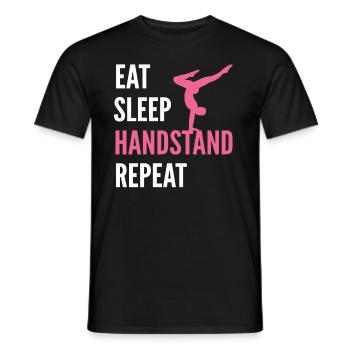 Eat sleep handstand gymnastics acrobatics yoga - Men's T-Shirt - black - Front - AI Model Male 178 light (178cm)