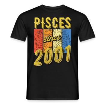 Poissons 2001 Anniversaire Zodiac Cadeau - T-shirt homme - noir - Devant - AI Model Male 178 light (178cm)