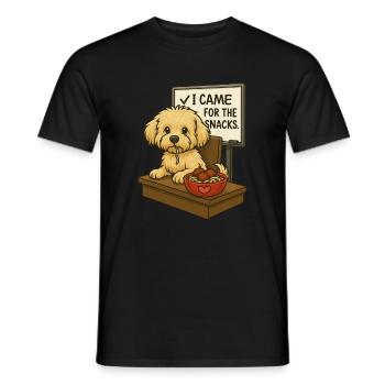 I Came for the Snacks – Funny Maltipoo - Men's T-Shirt - black - Front - AI Model Male 178 light (178cm)