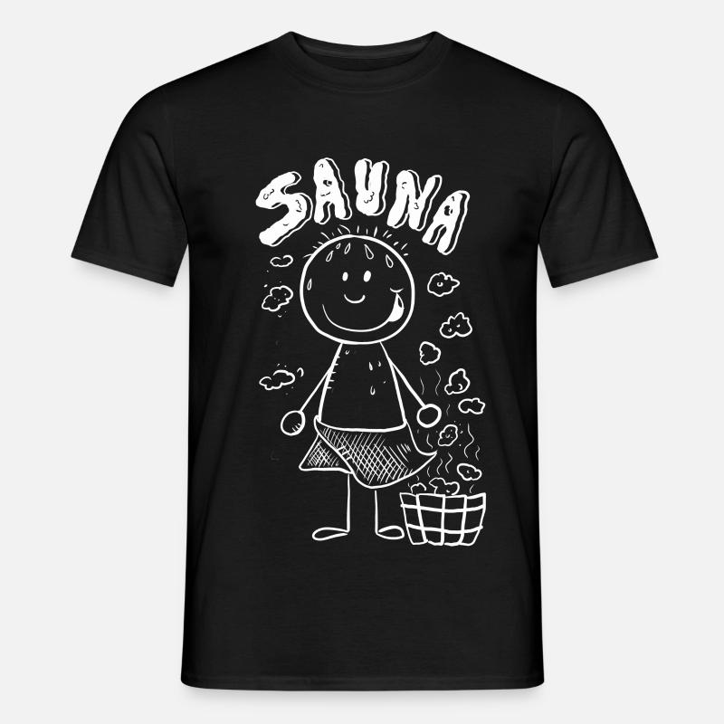 Dampf Sauna Strichmännchen - Männer T-Shirt - Schwarz