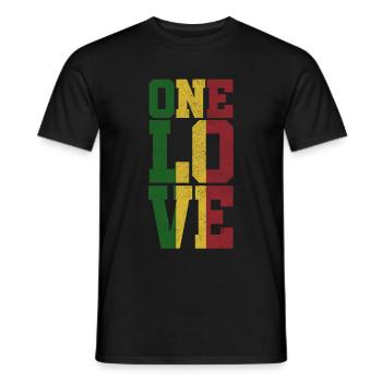 ONE LOVE - Cadeau Rastafarien de musique Reggae - T-shirt homme - noir - Devant - AI Model Male 178 light (178cm)