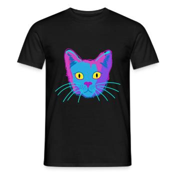 Chat, minou, animal, drôle, humour, animal, Fellnase - T-shirt homme - noir - Devant - AI Model Male 178 light (178cm)