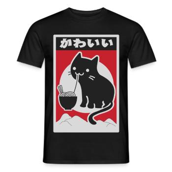 neko black love ramen - T-shirt homme - noir - Devant - AI Model Male 178 light (178cm)