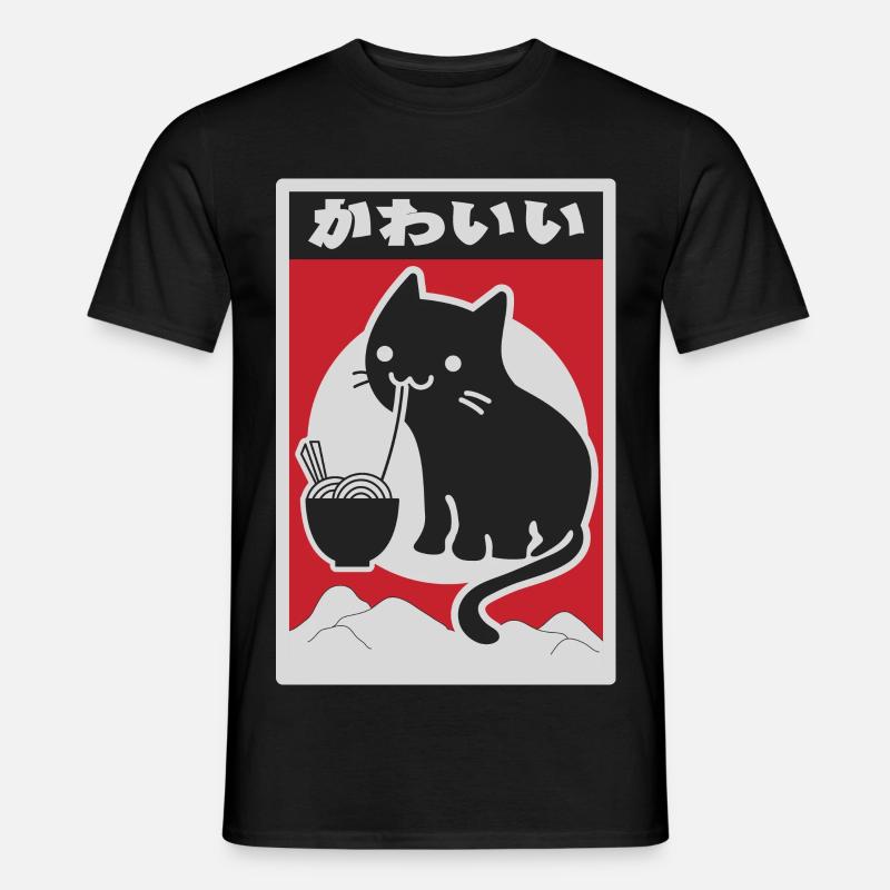 neko amore nero ramen - T-shirt uomo - nero