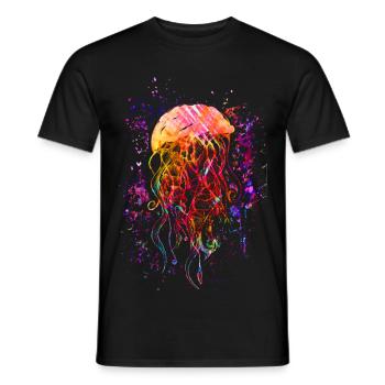 Cthulhu - Qualle - Nebula - Bunte Kunst - Medusa - Männer T-Shirt - Schwarz - Vorne - AI Model Male 178 light (178cm)