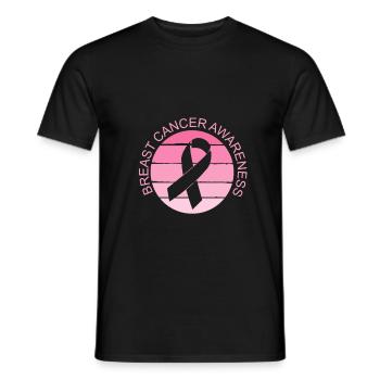 Ruban rose pour la sensibilisation au cancer du sein - T-shirt homme - noir - Devant - AI Model Male 178 light (178cm)