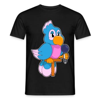 Parrot Singer Microphone Singing - Men's T-Shirt - black - Front - AI Model Male 178 light (178cm)