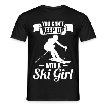 Ski Mädchen - Männer T-Shirt - Schwarz - Vorne - AI Model Male 178 light (178cm)