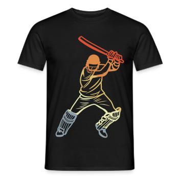 Vintage Cricket Player - Men's T-Shirt - black - Front - AI Model Male 178 light (178cm)