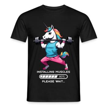 Bodybuilder Einhorn - Männer T-Shirt - Schwarz - Vorne - AI Model Male 178 light (178cm)