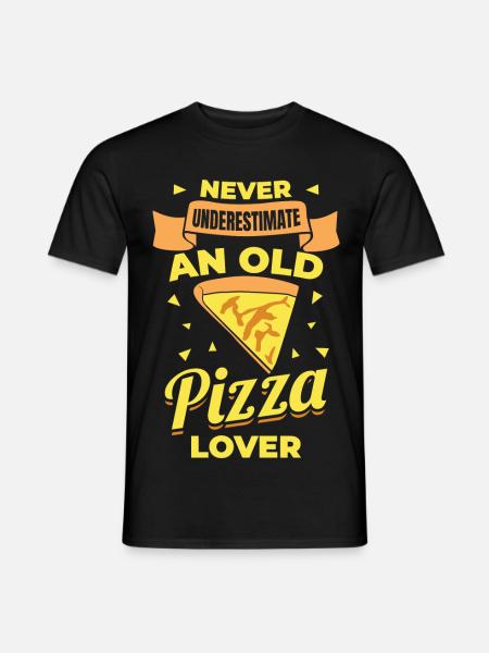 Never underestimate old pizza lovers - Men's T-Shirt - black