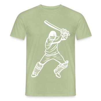 Drôle de joueur de cricket - T-shirt homme - vert sauge - Devant - AI Model Male 178 light (178cm)