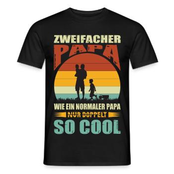 Zweifacher Papa 2 Kinder Geschenk Vater Spruch - Männer T-Shirt - Schwarz - Vorne - AI Model Male 178 light (178cm)