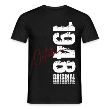 77th Birthday Original October 1948 - Men's T-Shirt - black - Front - AI Model Male 178 light (178cm)
